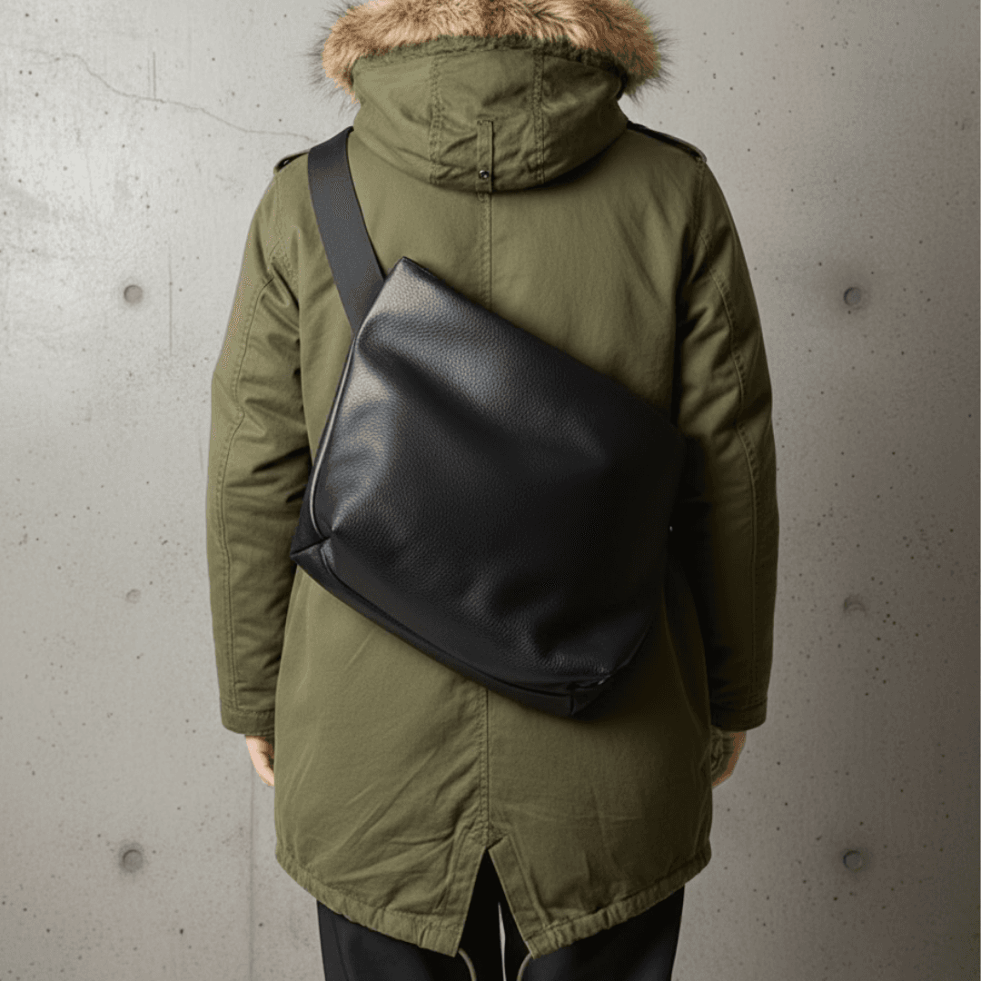 防水レザーメッセンジャーバッグ メンズ　レディース兼用｜GORE-TEX仕様 DRITTON G8　ブラック | 2枚目