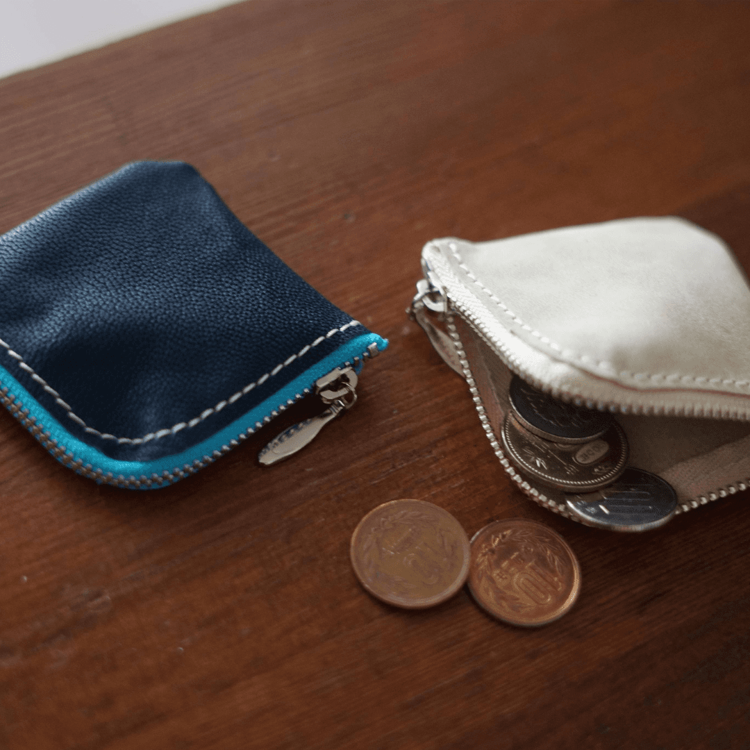 【名入れ対応】7cm×7cm 本革レザーファスナーコインケース｜YKKメタルファスナー｜ミニ財布・小物入れ　ネイビー | 3枚目