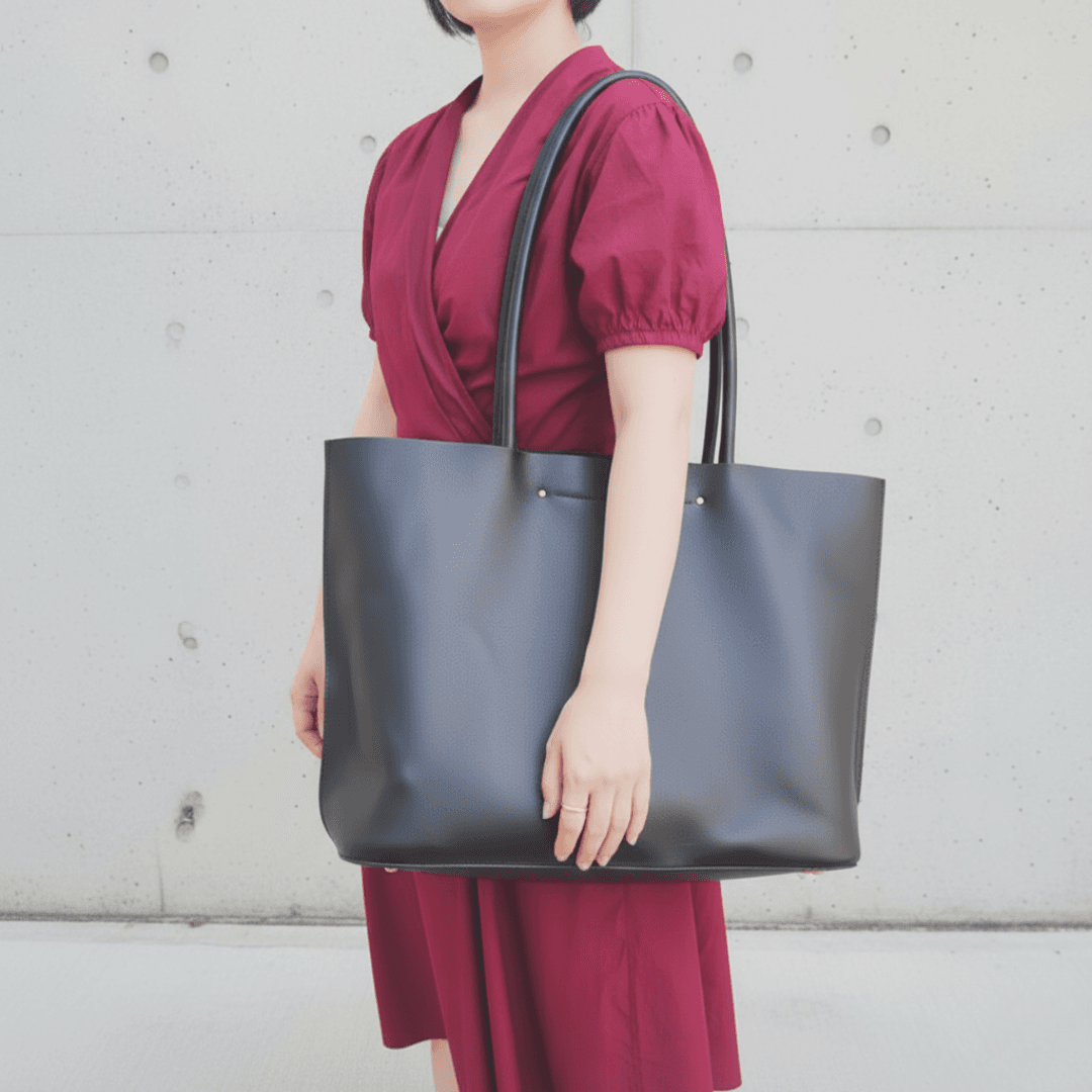 【本革ヌメ革】15.6インチPC対応 大容量レザートートバッグ｜A4収納｜通勤・通学｜ブラック｜ハンドメイド