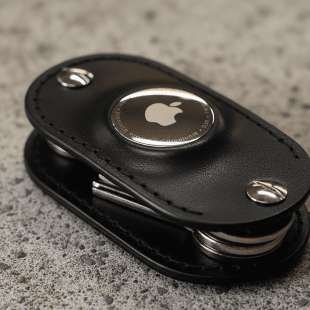 ブラック　エアタグ対応 本革キーケース｜AirTag収納可・ネジ式・名入れ対応・コンパクト | 10枚目