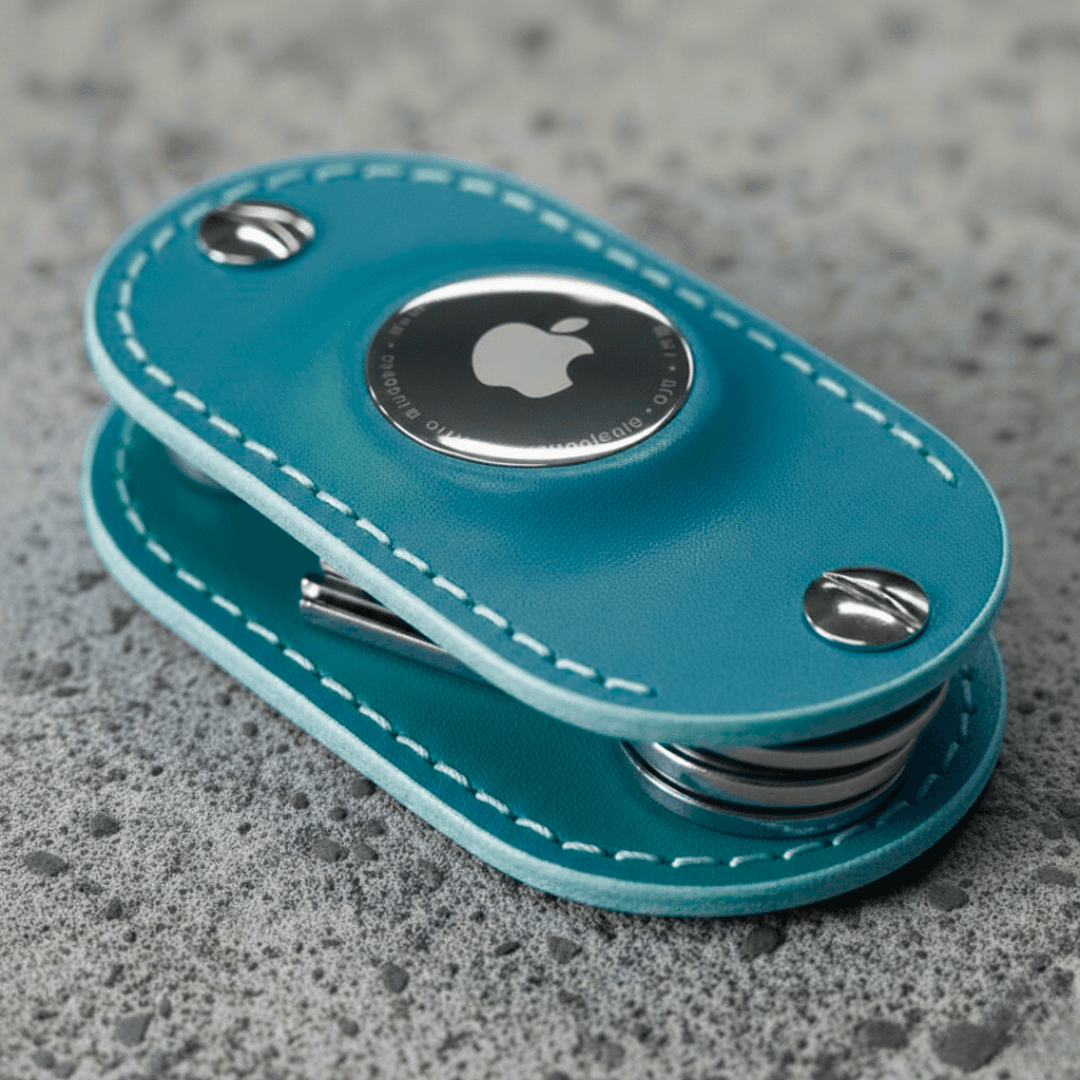 スカイブルーエアタグ対応 本革キーケース｜AirTag収納可・ネジ式・名入れ対応・コンパクト | 10枚目