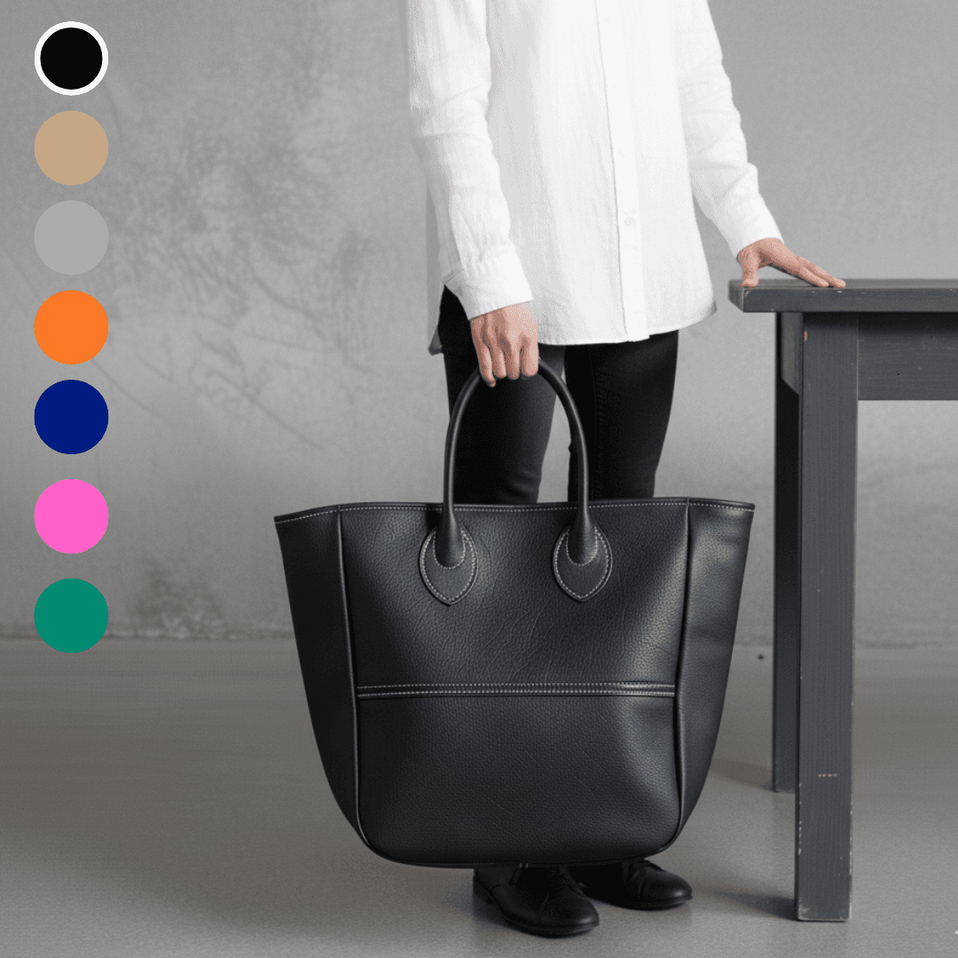 大容量 本革トートバッグ｜横40×縦40cm｜A4・PC対応｜シンプルで上質な大型レザーバッグ1枚目の画像