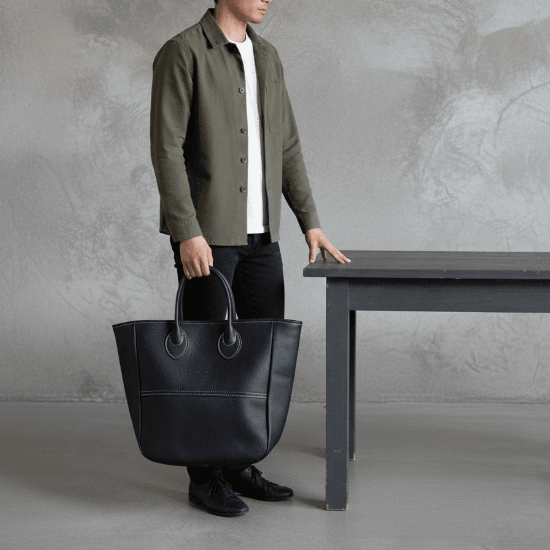 大容量 本革トートバッグ｜横40×縦40cm｜A4・PC対応｜シンプルで上質な大型レザーバッグ | 4枚目