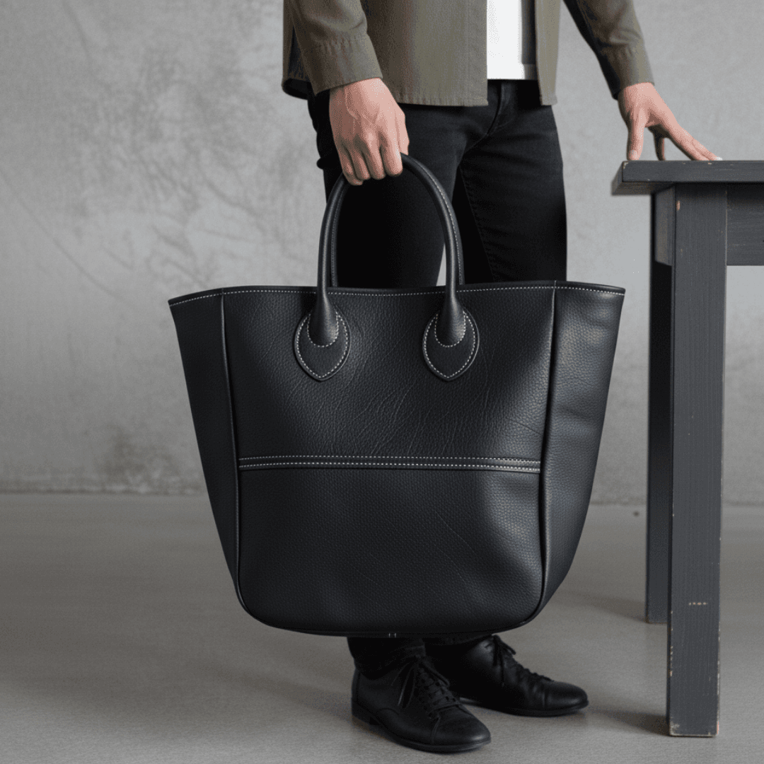 大容量 本革トートバッグ｜横40×縦40cm｜A4・PC対応｜シンプルで上質な大型レザーバッグ | 5枚目