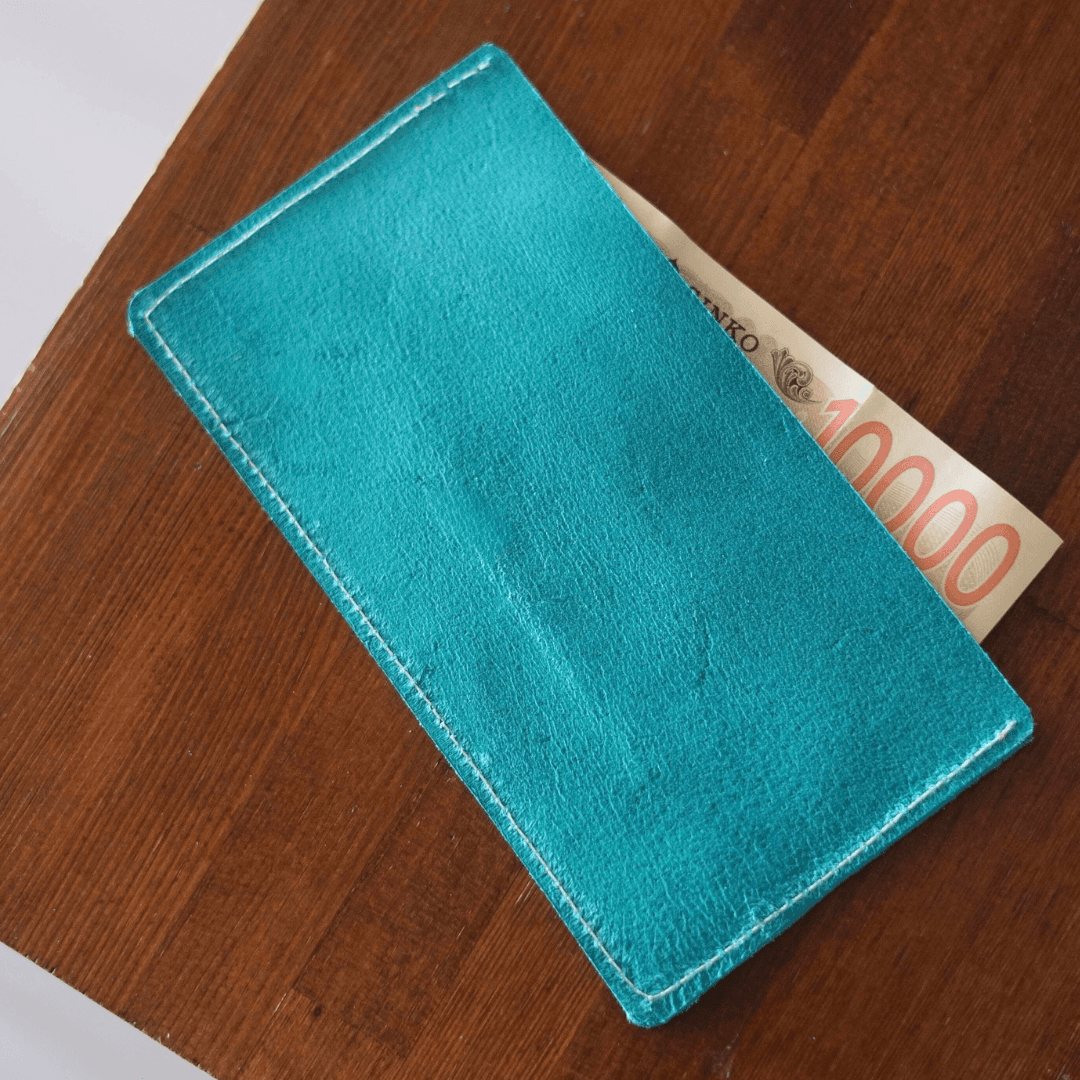 イタリアンレザー 植物タンニン鞣し ターコイズブルー ミニマム札入れウォレット | 4枚目