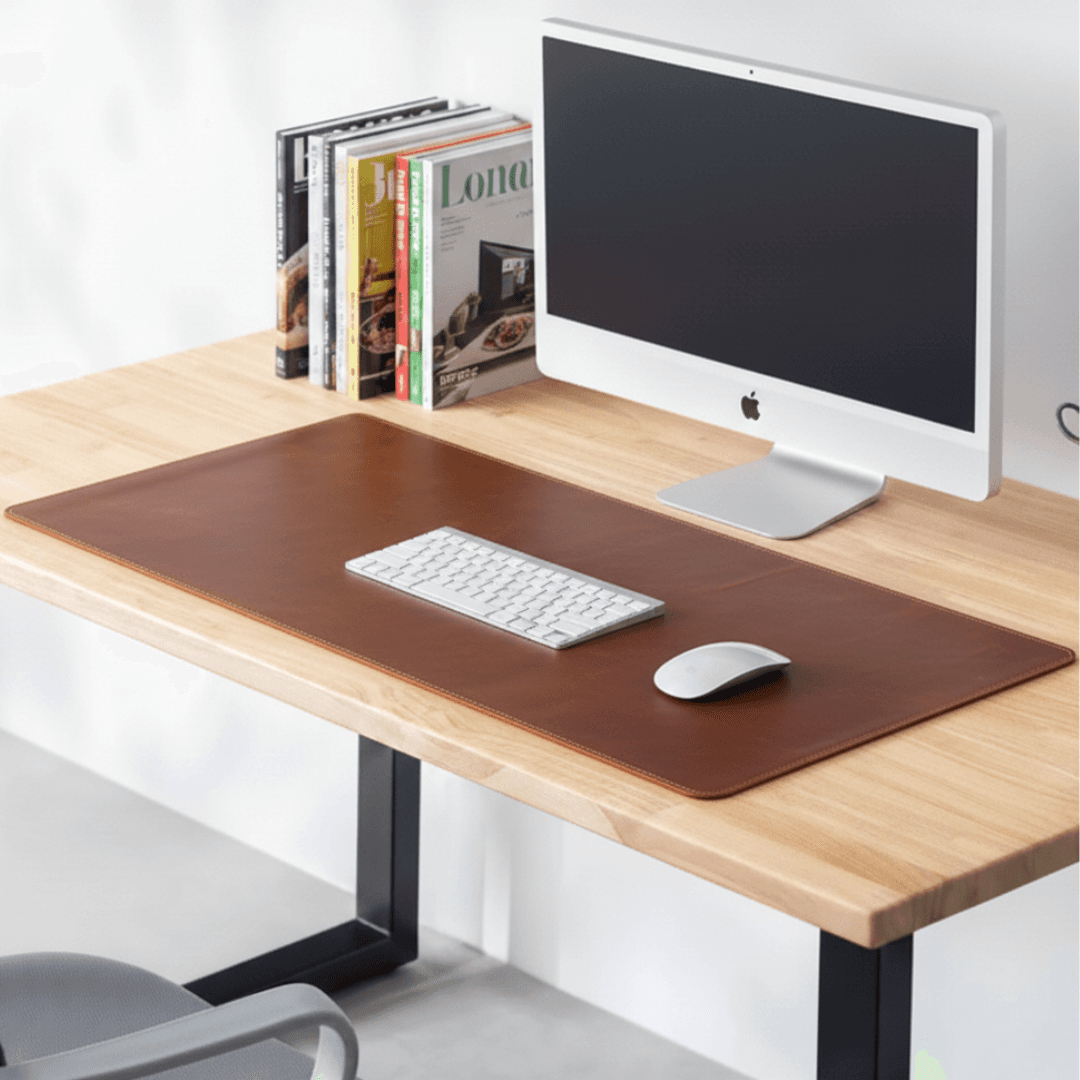 イタリアンレザー チョコブラウン　植物タンニン鞣し 上質本革デスクマット 90×40cm1枚目の画像