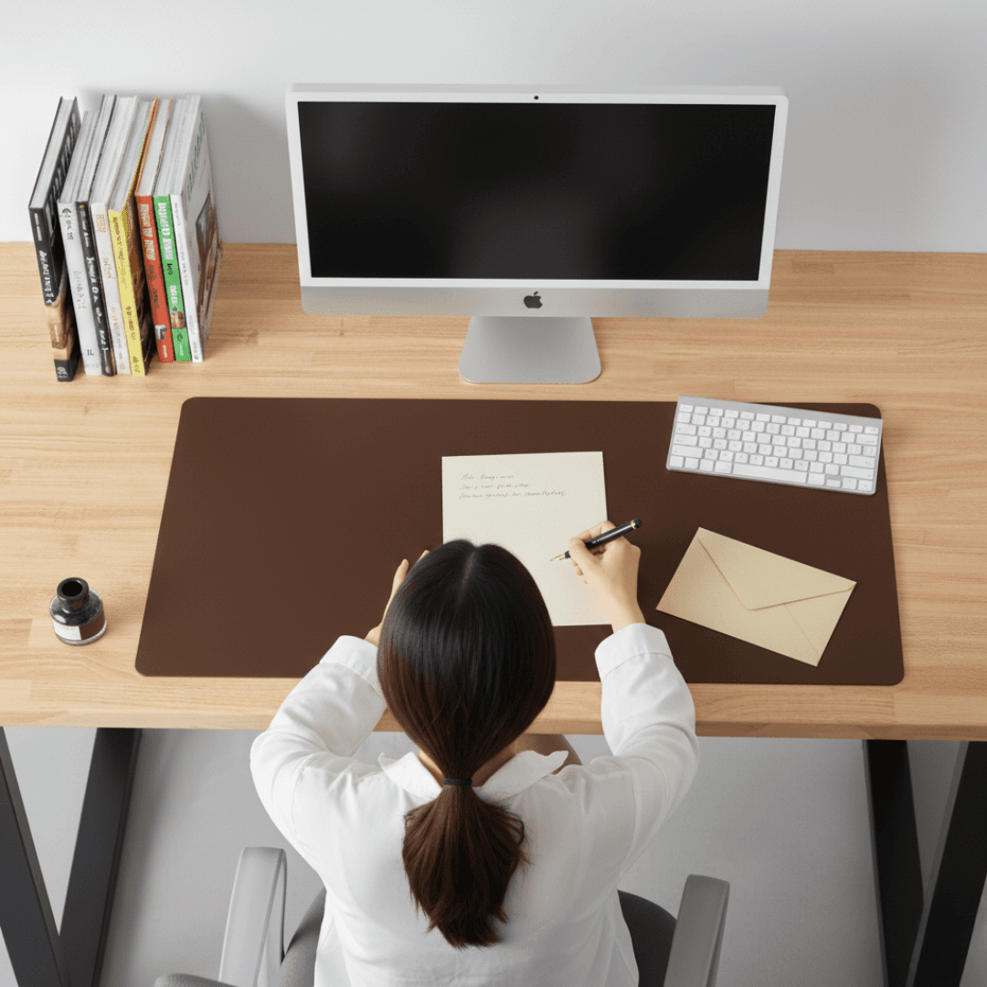 イタリアンレザー チョコブラウン　植物タンニン鞣し 上質本革デスクマット 90×40cm | 3枚目