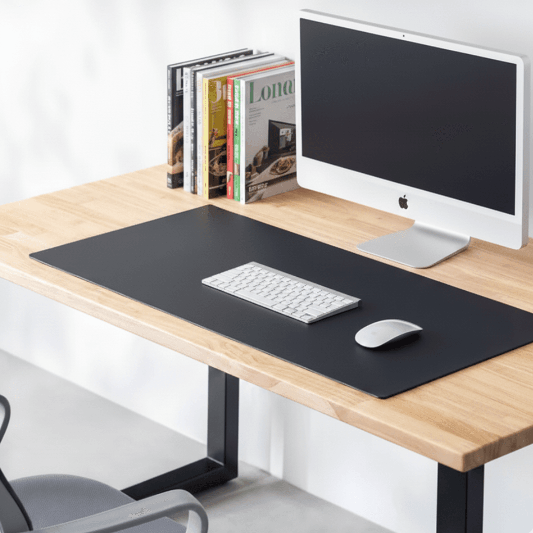 イタリアンレザー ブラック　植物タンニン鞣し 上質本革デスクマット 90×40cm1枚目の画像