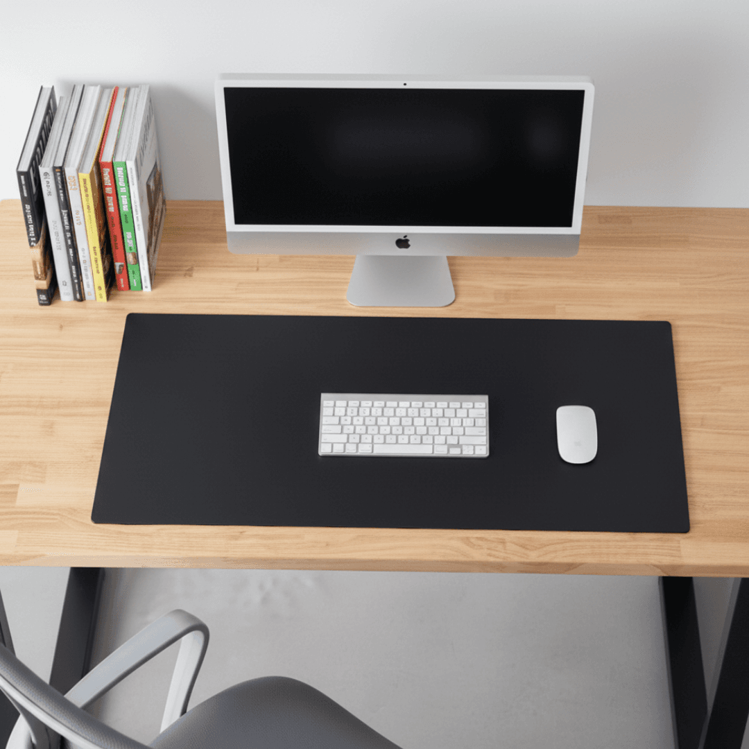 イタリアンレザー ブラック　植物タンニン鞣し 上質本革デスクマット 90×40cm | 2枚目