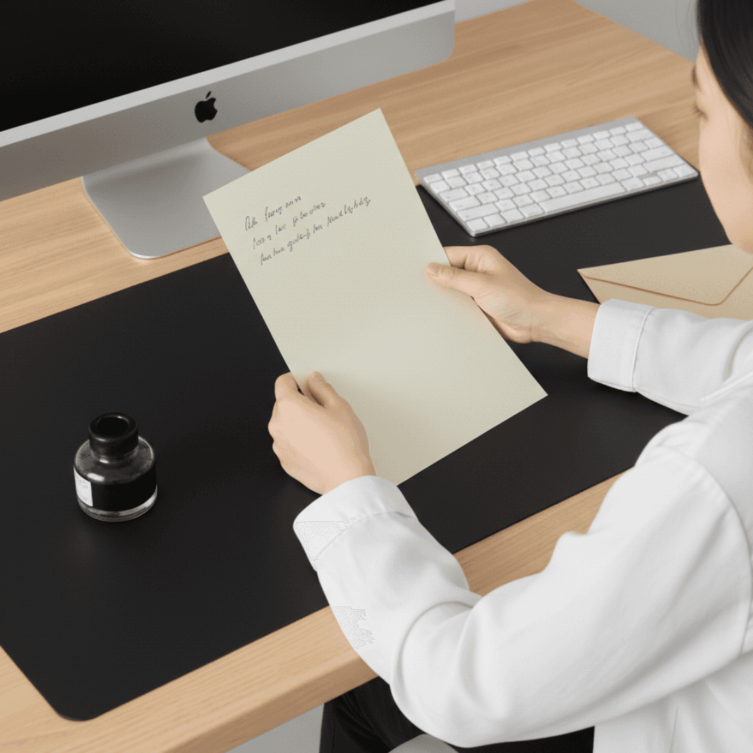 イタリアンレザー ブラック　植物タンニン鞣し 上質本革デスクマット 90×40cm | 3枚目