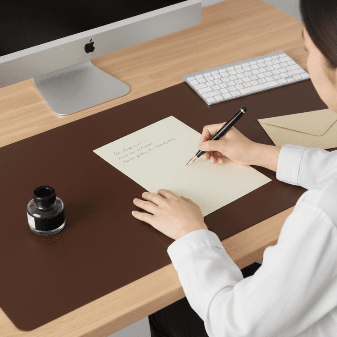 イタリアンレザー ブラック　植物タンニン鞣し 上質本革デスクマット 90×40cm | 4枚目