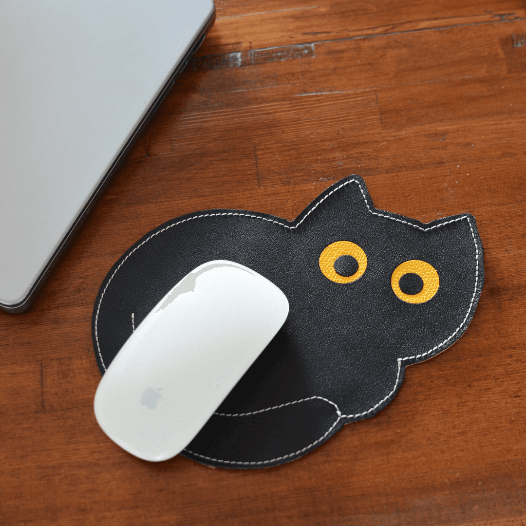 【本革】猫型マウスパッド｜黒猫・白猫・オッドアイ対応｜サイズ変更可｜デスクアクセサリー | 3枚目