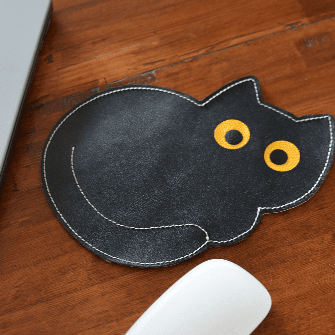【本革】猫型マウスパッド｜黒猫・白猫・オッドアイ対応｜サイズ変更可｜デスクアクセサリー | 4枚目