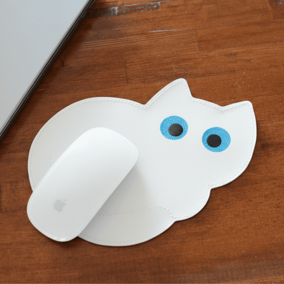 【本革】猫型マウスパッド｜黒猫・白猫・オッドアイ対応｜サイズ変更可｜デスクアクセサリー | 7枚目
