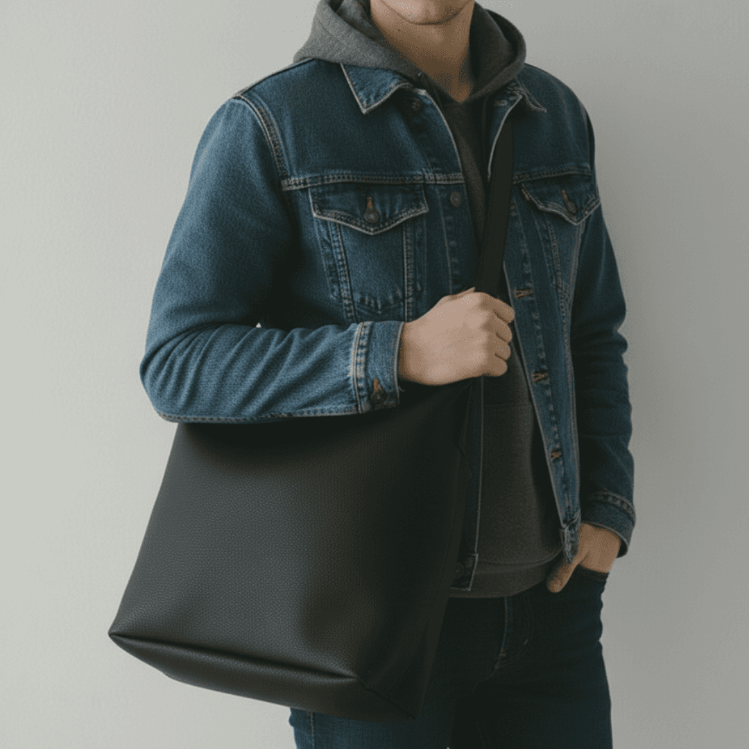 【A4対応】イタリアンレザー 本革ワイドベルトショルダーバッグ｜植物タンニンなめし・ブラック｜サイズ・カラーオーダー可 | 5枚目