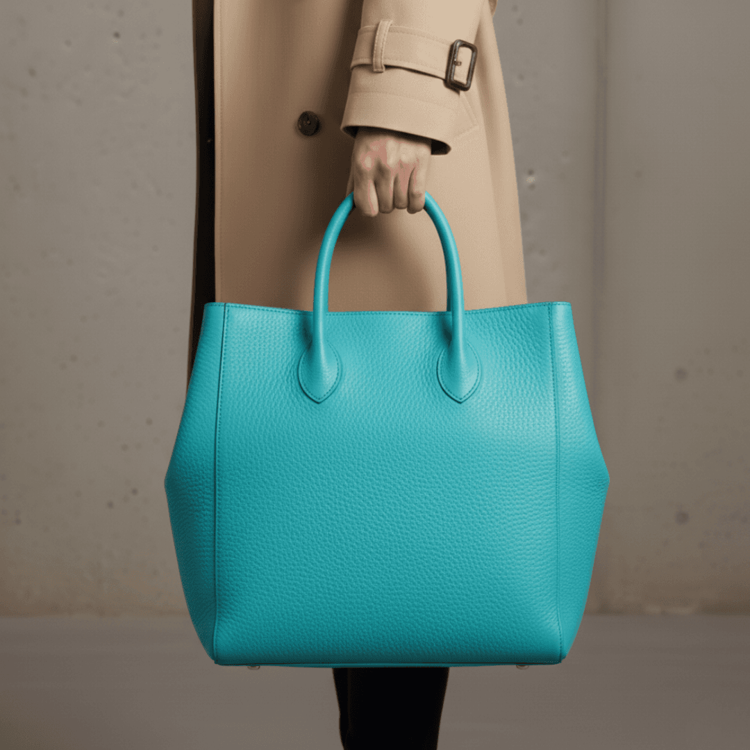 スカイブルー イタリアンレザー トートバッグ｜A4対応・自立型・ラッカー仕上げで汚れに強い本革バッグ | 2枚目