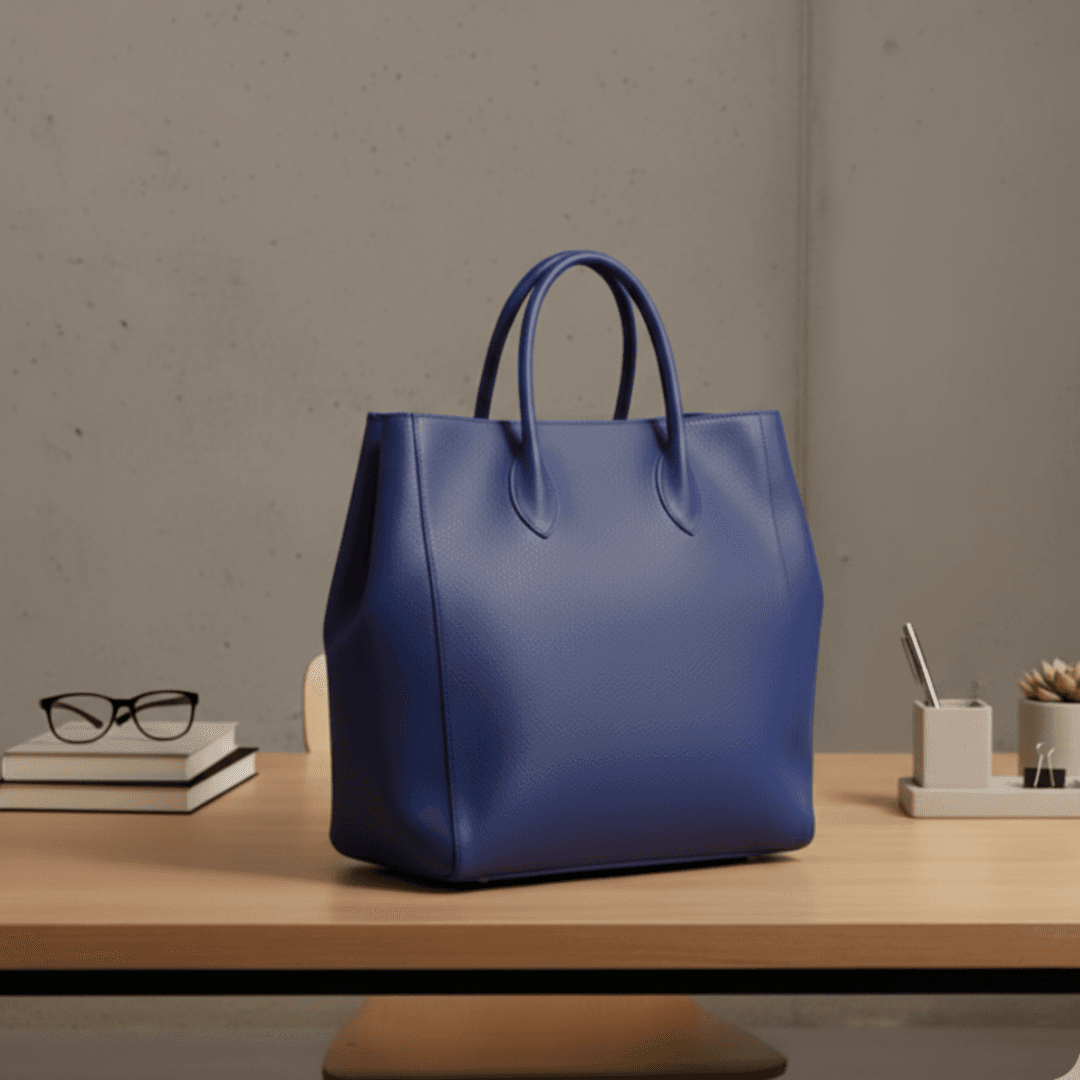 ロイヤルブルー イタリアンレザー トートバッグ｜A4対応・自立型・ラッカー仕上げで汚れに強い本革バッグ | 3枚目