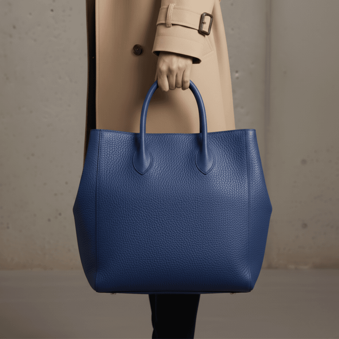 ロイヤルブルー イタリアンレザー トートバッグ｜A4対応・自立型・ラッカー仕上げで汚れに強い本革バッグ | 4枚目