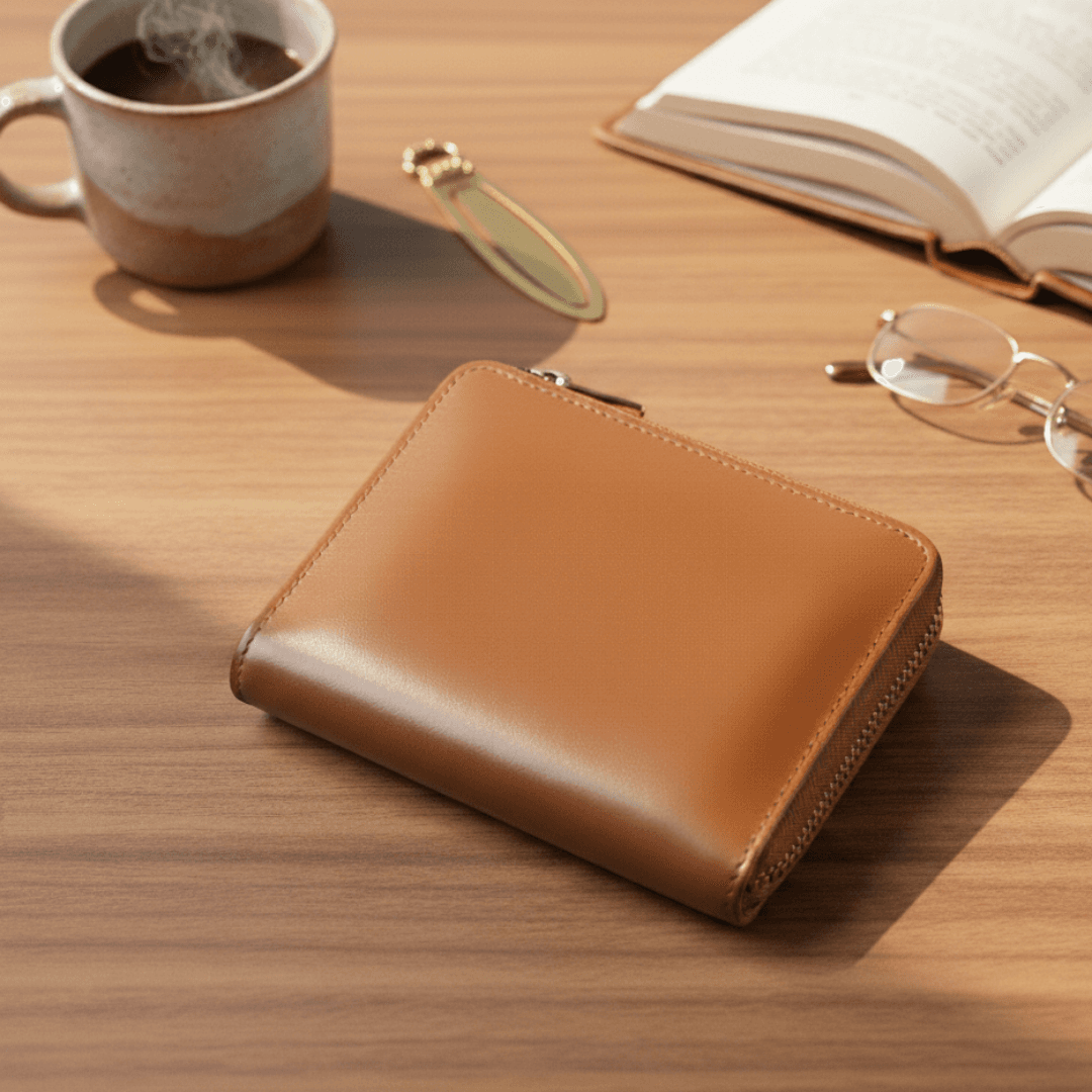 艶やかな一生物の相棒　ロカドコードバン L字ファスナー財布 コンパクトミニ財布 /チョコ | 7枚目