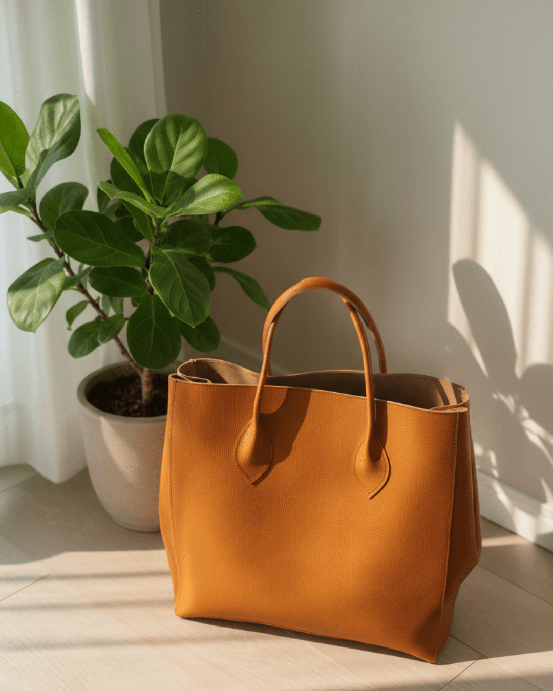 【送料無料】A4が入るレザートートバッグ｜シュリンクレザー｜シンプル大容量トート　選べるカラー | 2枚目