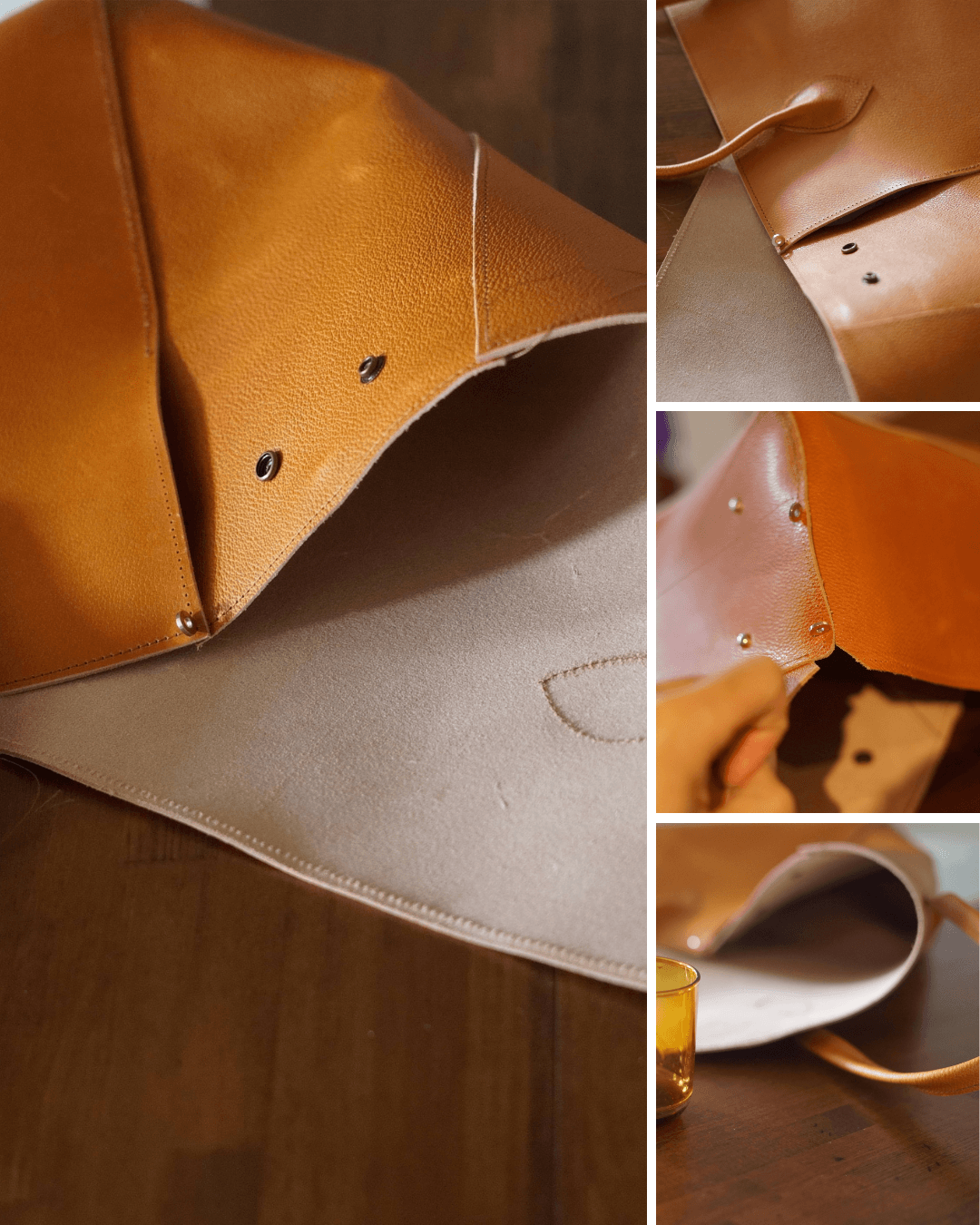 【送料無料】A4が入るレザートートバッグ｜シュリンクレザー｜シンプル大容量トート　選べるカラー | 5枚目