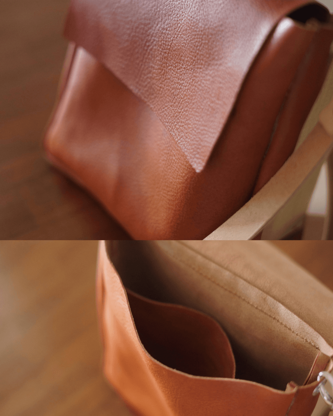 イタリアンレザーミニショルダーバッグ｜サイズ・カラー変更可能｜植物タンニンなめし革｜キャメル｜本革ポシェット｜斜め掛け | 5枚目