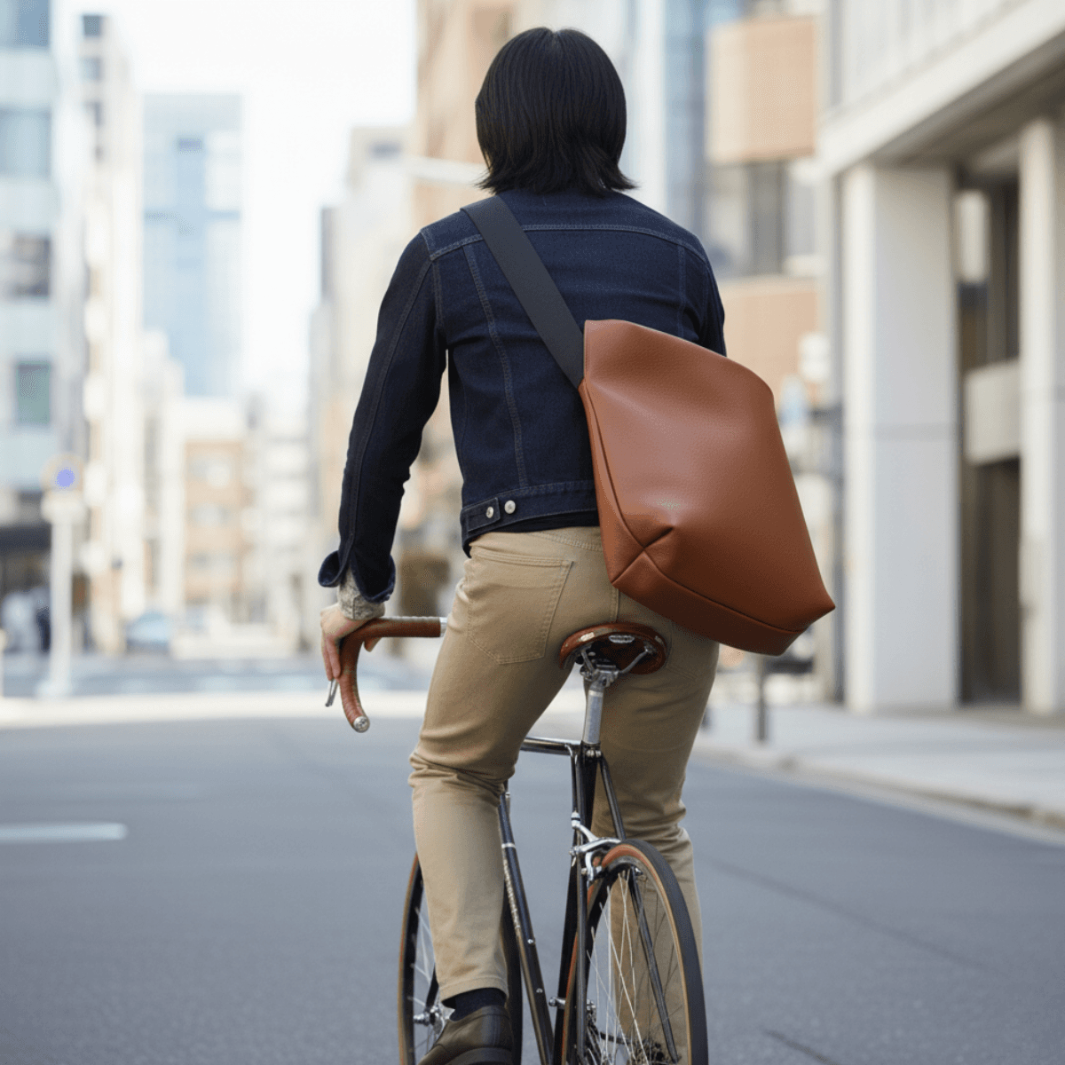 イタリアンレザーメッセンジャーバッグ メンズ　レディース兼用｜経年変化を楽しむキャメルブラウン1枚目の画像