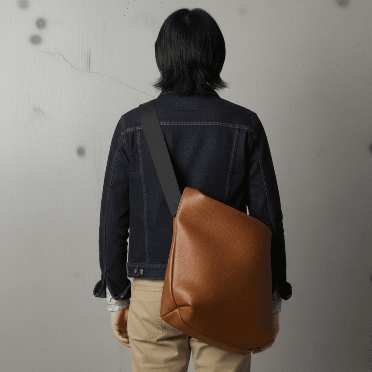 イタリアンレザーメッセンジャーバッグ メンズ　レディース兼用｜経年変化を楽しむキャメルブラウン | 2枚目