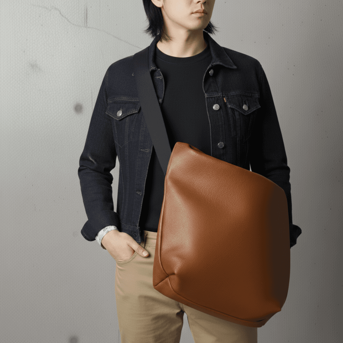 イタリアンレザーメッセンジャーバッグ メンズ　レディース兼用｜経年変化を楽しむキャメルブラウン | 8枚目