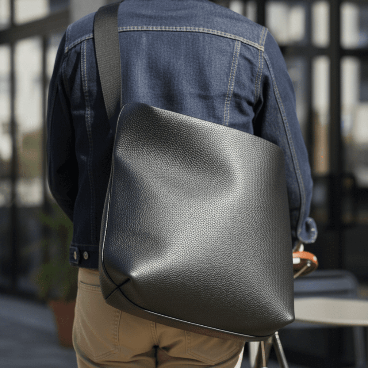 【イタリアンレザー】A4対応 大容量ショルダーバッグ｜PC収納可・カスタム対応・経年変化を楽しむ本革バッグ　ブラック1枚目の画像