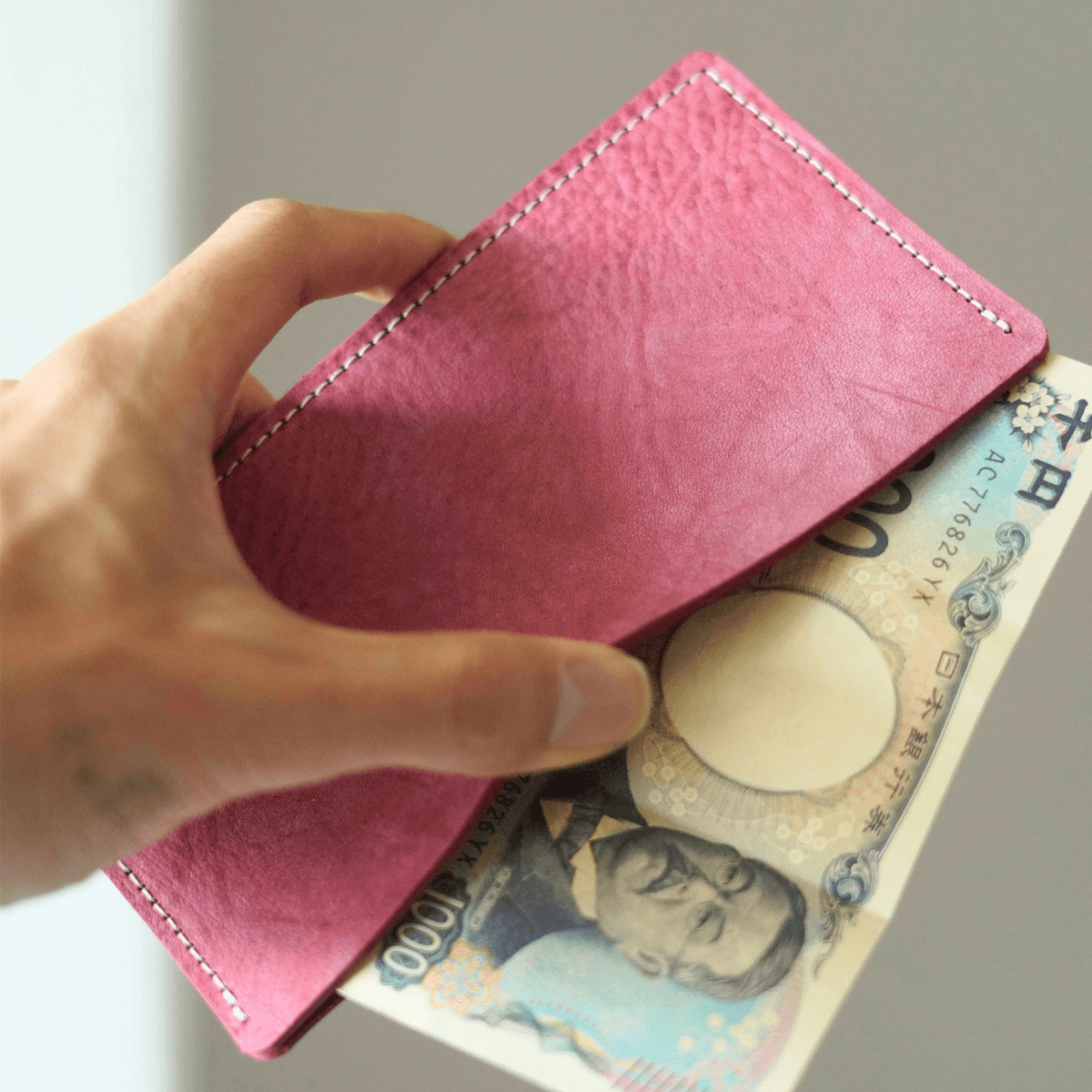 本革 ヌメ革 ミニマルウォレット｜薄型札入れ イタリアンレザー 経年変化を楽しむ | 4枚目