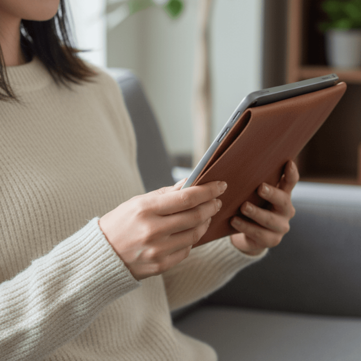 イタリアンレザー PC・タブレットスリーブ（13インチ対応）｜キャメル｜シボ革 | 12枚目