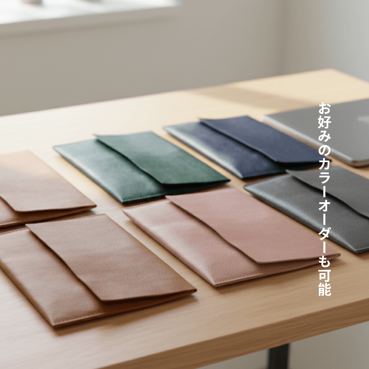 イタリアンレザー PC・タブレットスリーブ（13インチ対応）｜キャメル｜シボ革 | 5枚目