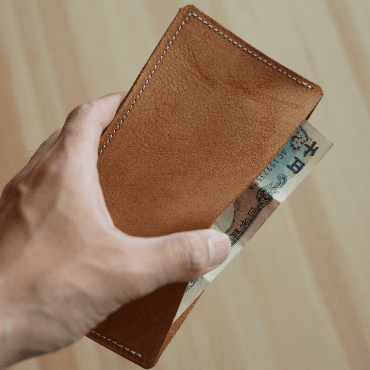 【ミニマル設計】イタリアンレザー 札入れ｜本革 スリムウォレット 領収書ケース 薄型財布　ブラウン1枚目の画像