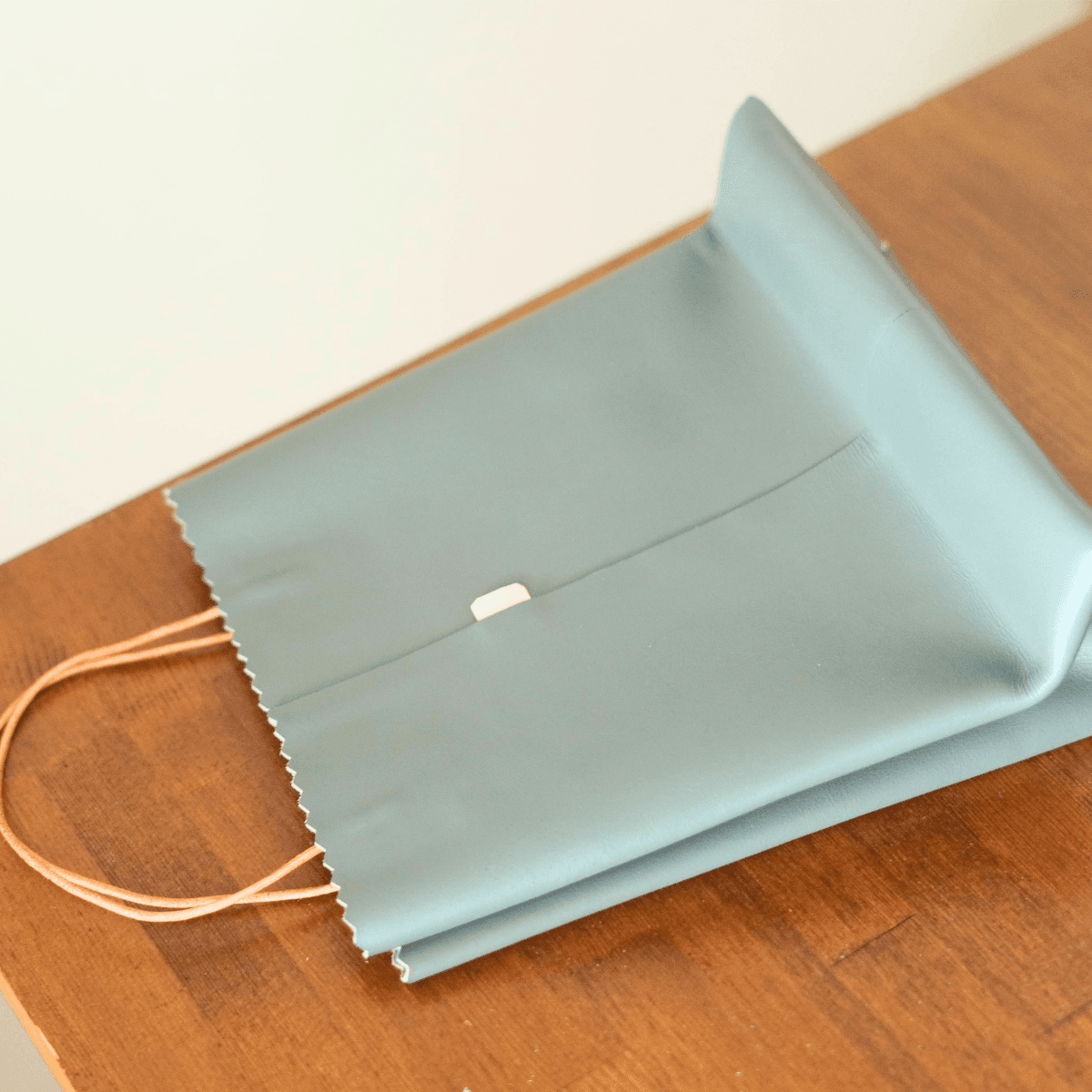 【サイズオーダー可】グレーレザーの紙袋トート｜本革ミニトート｜軽量・シンプル｜内ポケット追加可 | 7枚目