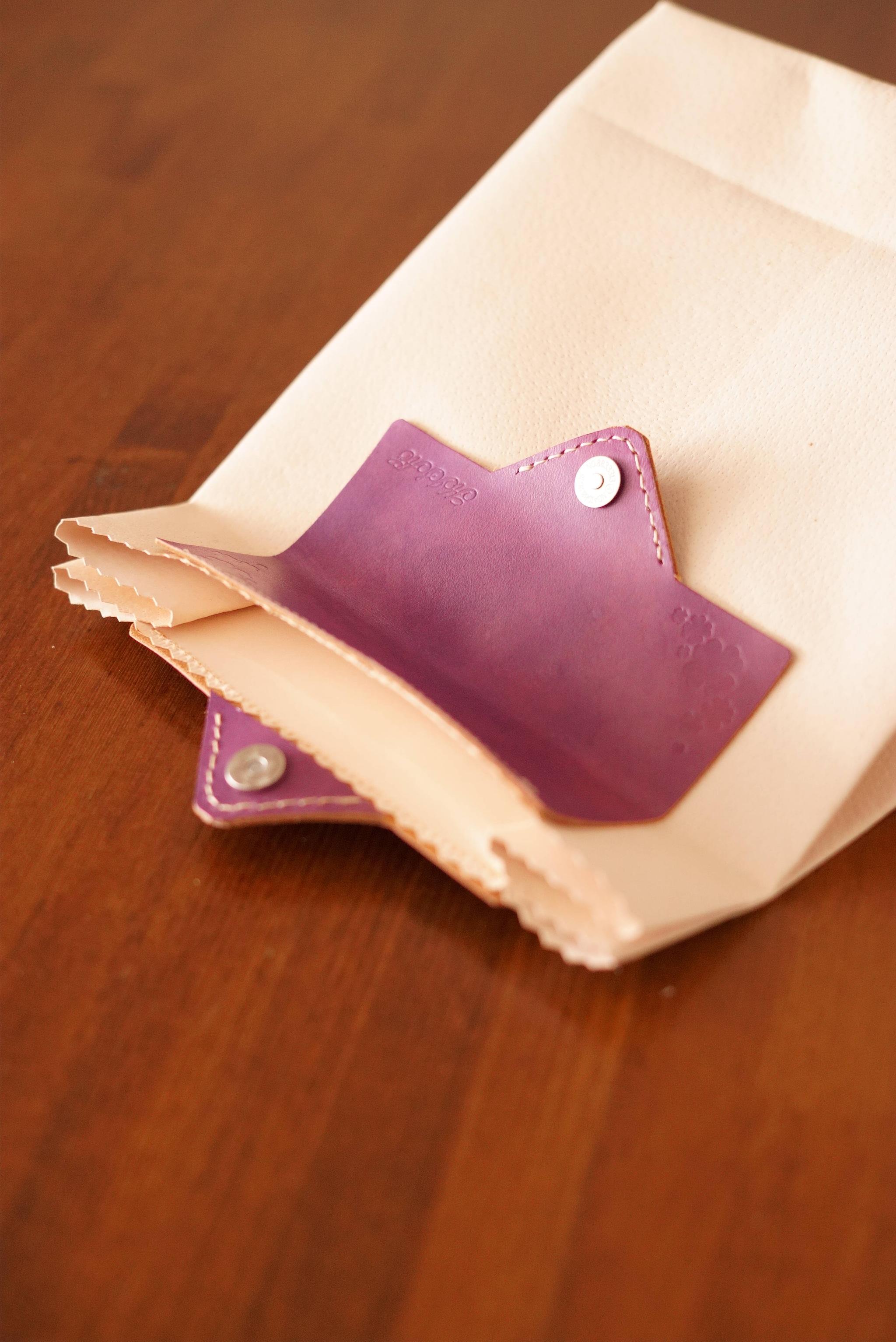 【名入れ可】ヌメ革 紙袋風サブバッグ｜マグネット開閉 持ち手カラー変更可 本革 トートバッグ ランチバッグ ギフト | 5枚目