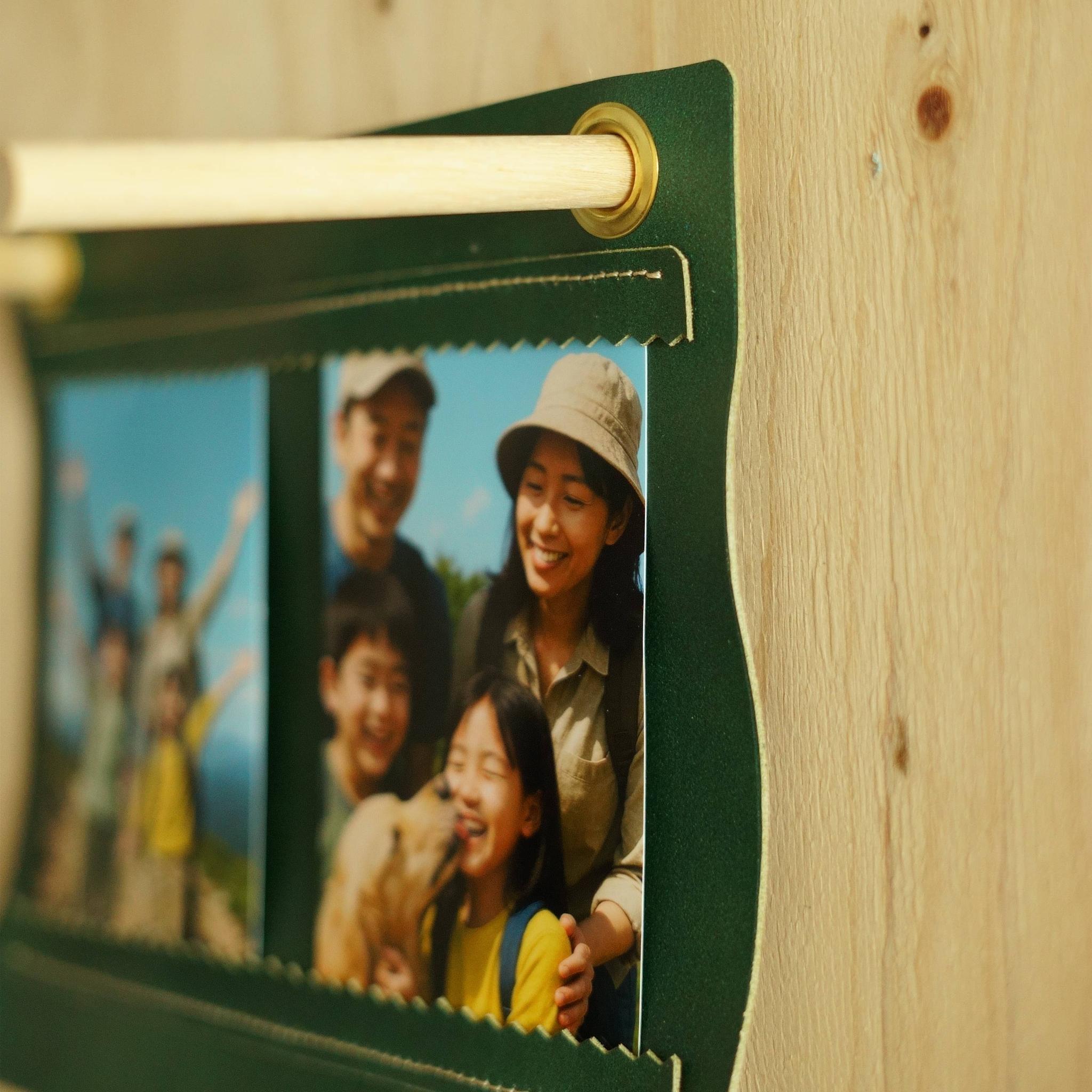 イタリアンレザーのフォトオーガナイザー｜L版2枚用（24×20cm／真鍮ハトメ付き）　ブラック | 7枚目