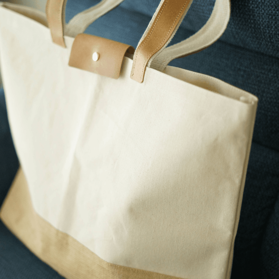 帆布×リネン 大容量ビッグトート｜イタリアンレザー持ち手付き 通勤・旅行・マザーズバッグ | 10枚目