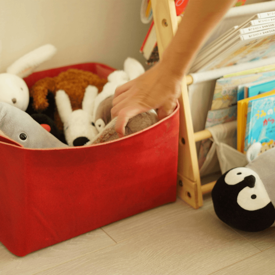 本革レザーマガジンバスケット レッド｜A4雑誌収納可・革紐アクセント・インテリア収納 | 4枚目