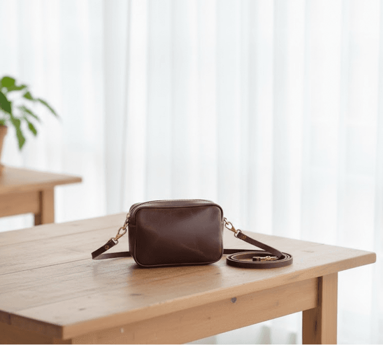 クロムエクセルレザー ミニショルダーバッグ（ブラウン）／本革 スマホポーチ サコッシュ | 2枚目