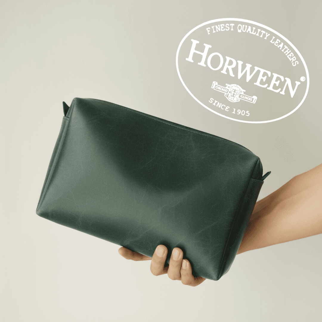 ホーウィン社 クロムエクセルレザー ポーチ（グリーン）　サイズカラー変更可能 | 2枚目