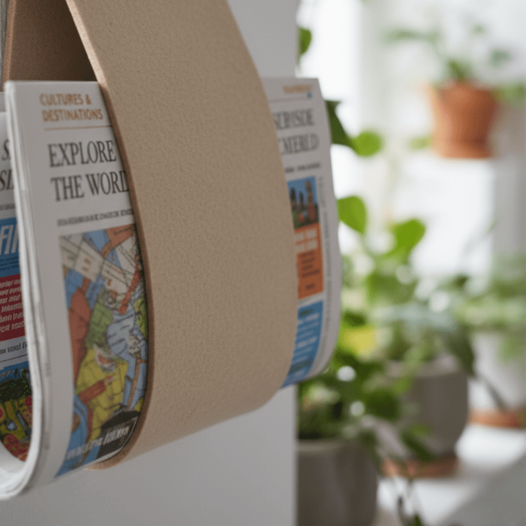 きなりナチュラルレザーの壁掛けマガジンホルダー／オーガナイザー | 2枚目