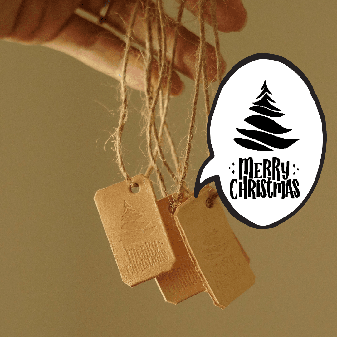 ヌメ革のクリスマスタグ／麻ひも付き（名入れ刻印可）ギフトを華やかに彩るレザーチャーム1枚目の画像