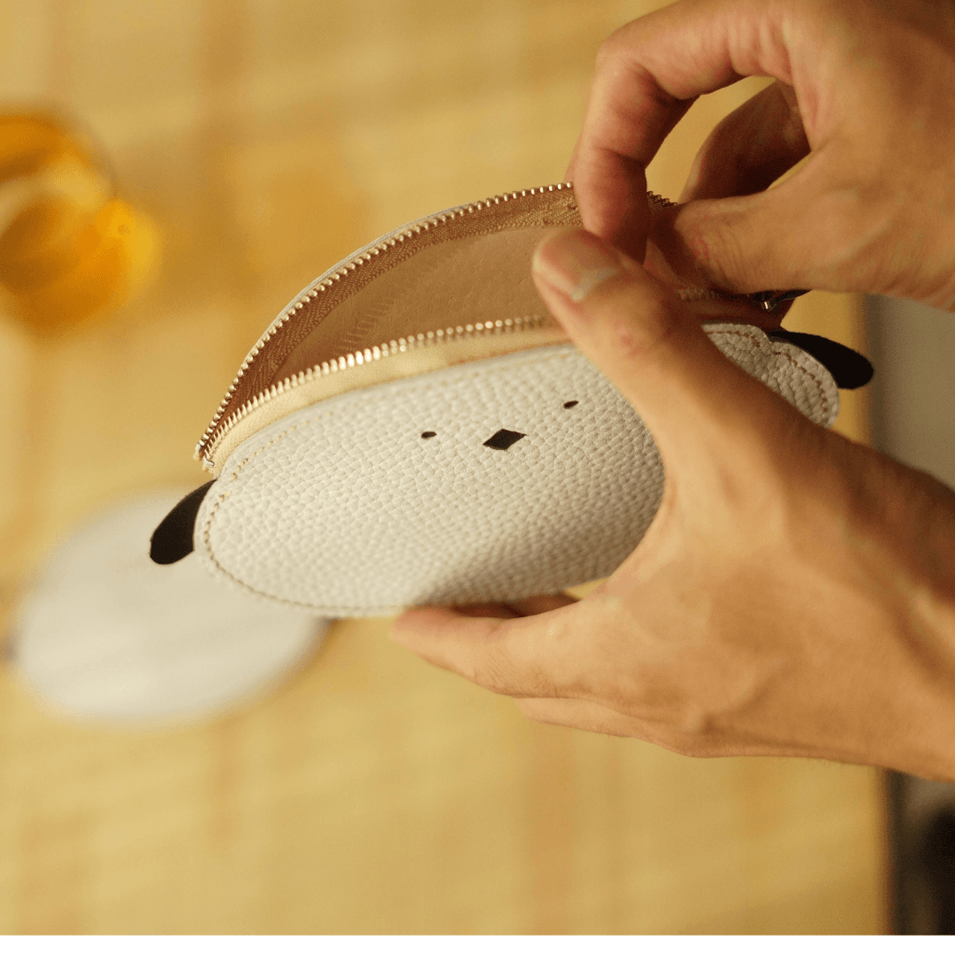 シマエナガの親子ポーチセット（M・Lサイズ）／クリーマ限定 　本革レザーファスナーポーチ　Creema限定新春福袋〈竹〉 | 5枚目