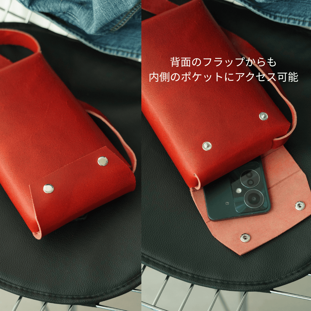 研ぎ澄まされた長方形の美。イタリアンレザー一枚革ポシェット〈3区画〉　ダークターコイズ | 3枚目