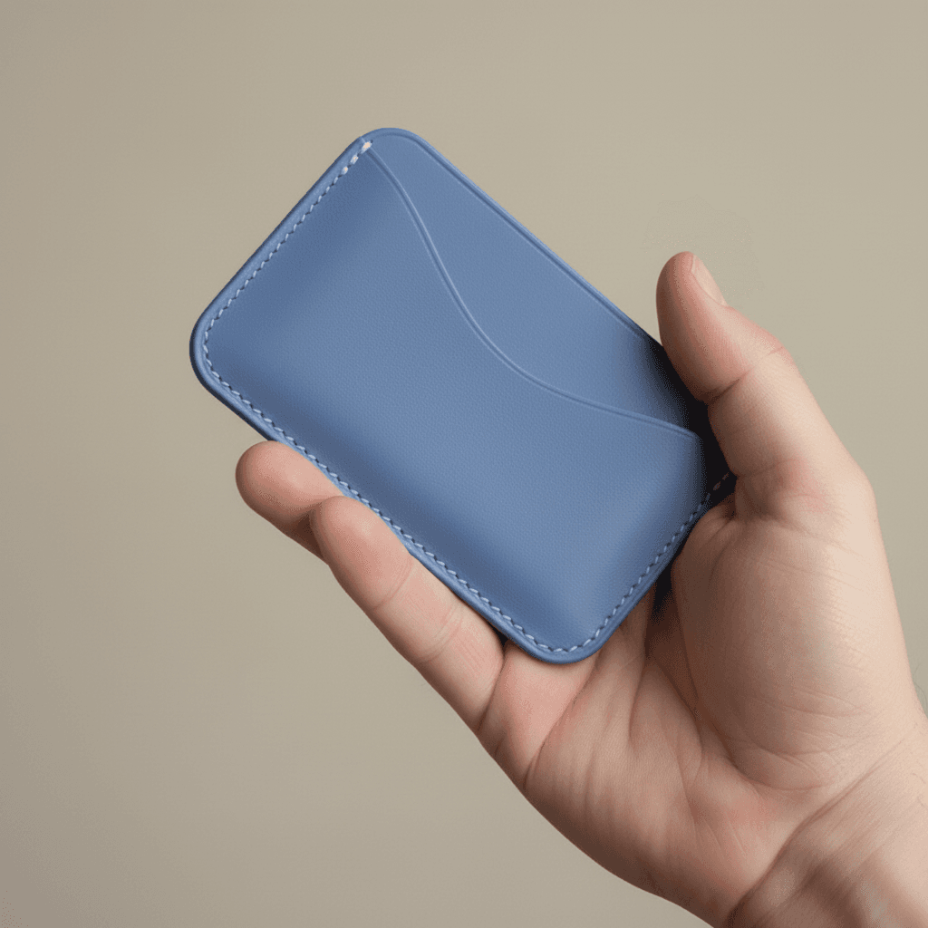 上品なスモーキーブルーの本革カードホルダー〈刻印対応〉 | 2枚目