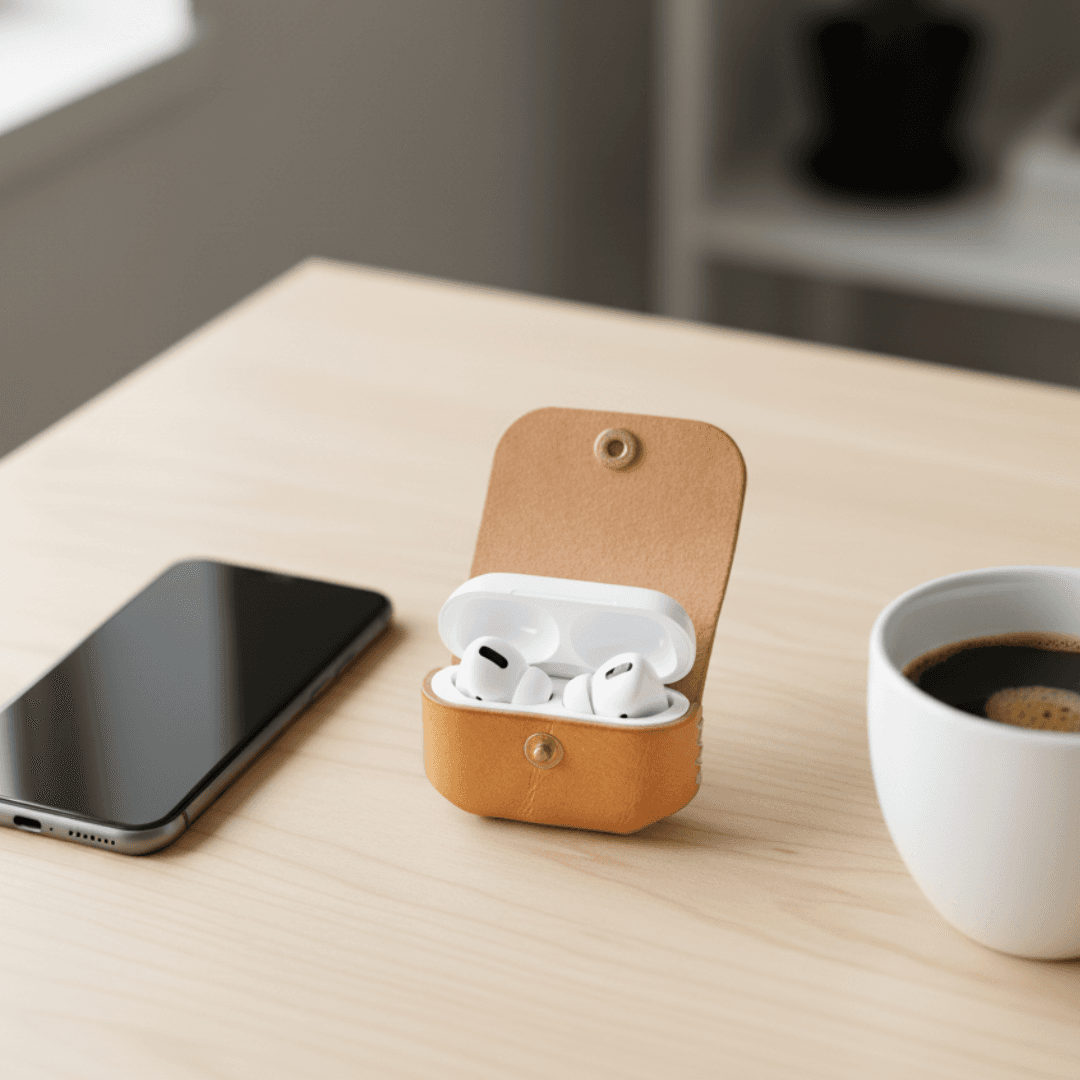 植物タンニンなめし革のAirPodsケース｜名入れ可・色変更可｜バッグ取り付けOK | 2枚目