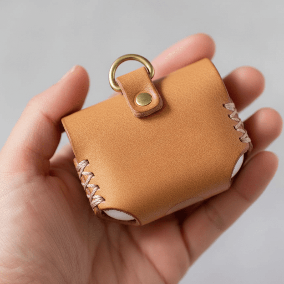 植物タンニンなめし革のAirPodsケース｜名入れ可・色変更可｜バッグ取り付けOK | 3枚目