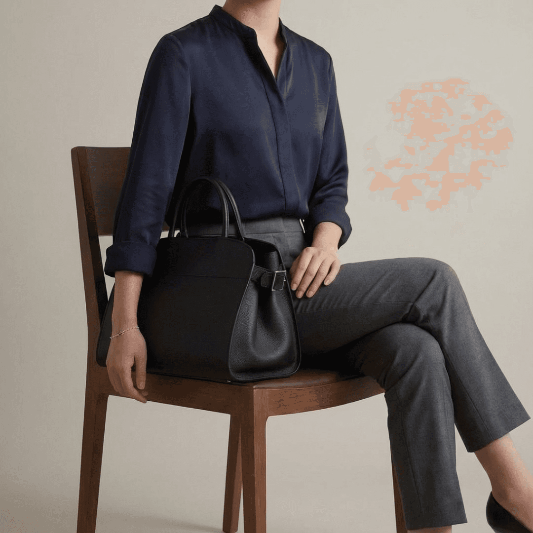 イタリアン植物タンニンなめし革｜ブラックA4ハンドバッグ（自立型・内ポケット付き） | 3枚目