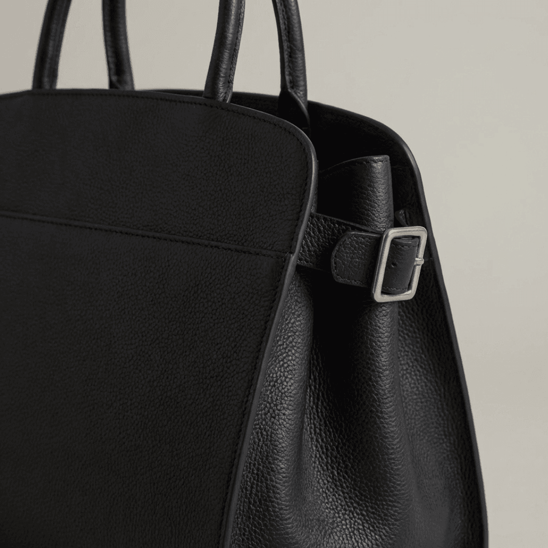 イタリアン植物タンニンなめし革｜ブラックA4ハンドバッグ（自立型・内ポケット付き） | 6枚目